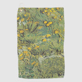 ファンゴッホメドウと黄色の花植物芸術 ゴルフタオル (正面)