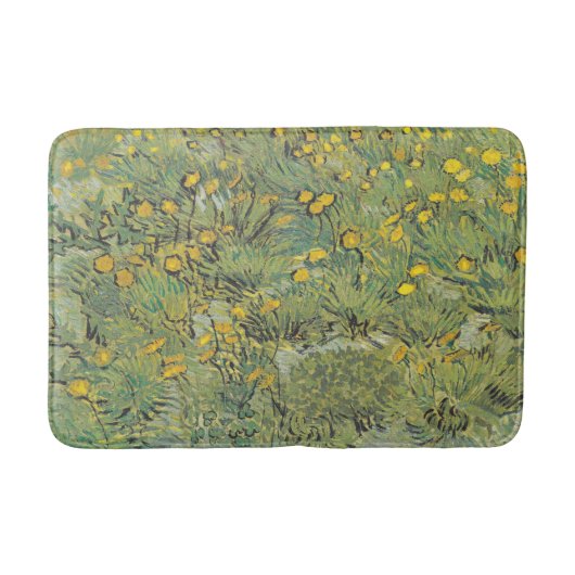 ファンゴッホメドウと黄色の花植物芸術 バスマット (正面)
