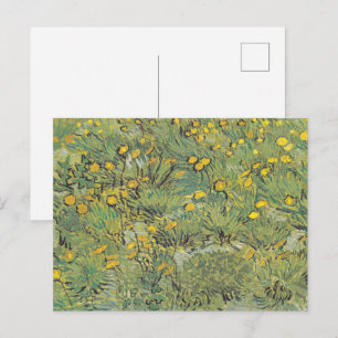 ファンゴッホメドウと黄色の花植物芸術 ポストカード