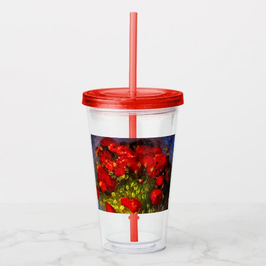 ファンゴッホレッドポピー アクリルタンブラー (正面)