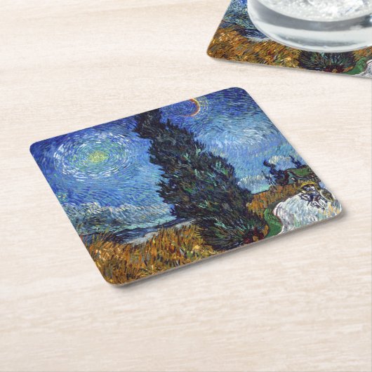 ファンゴッホロードとプレス印象派 スクエアペーパーコースター (アングル)