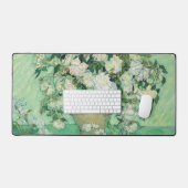 ファンゴッホヴィンテージホワイトローゼラージコンピュータ デスクマット (キーボード&マウス)