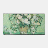 ファンゴッホヴィンテージホワイトローゼラージコンピュータ デスクマット (正面)