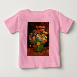 ファンゴッホヴィンテージ絵画の花瓶花が咲く ベビーTシャツ