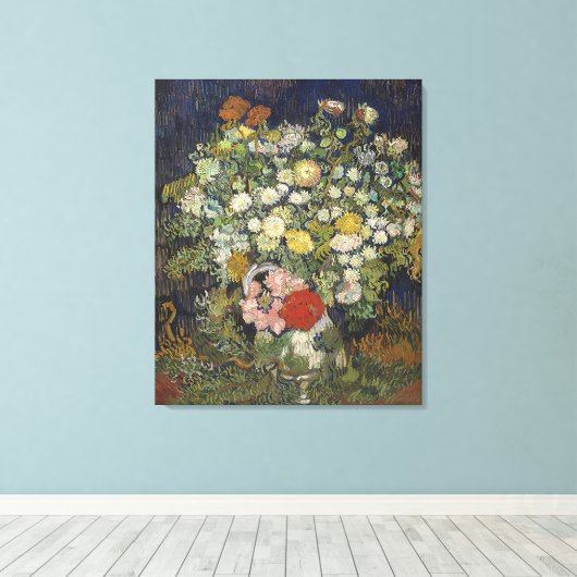 ファンゴッホヴィンテージ花瓶の花束 キャンバスプリント (インサイチュ (ウッドフロア))