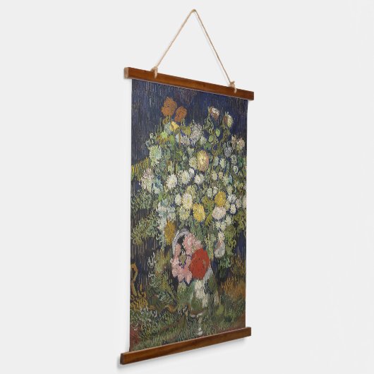 ファンゴッホヴィンテージ花瓶の花束 吊り下げ型タペストリー (傾斜あり)