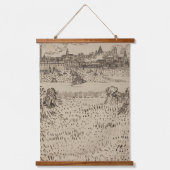 ファンゴッホ収穫期スケッチ名古美術林 吊り下げ型タペストリー (正面)