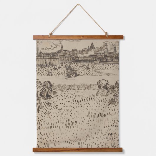 ファンゴッホ収穫期スケッチ名古美術林 吊り下げ型タペストリー (正面)