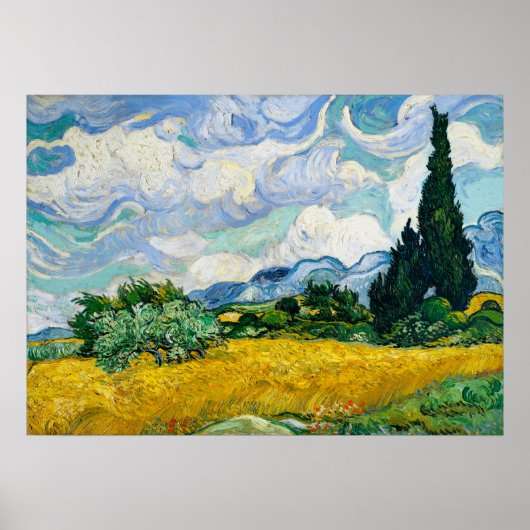 ファンゴッホ小麦畑サイプレスヴィンテージ ポスター (正面)