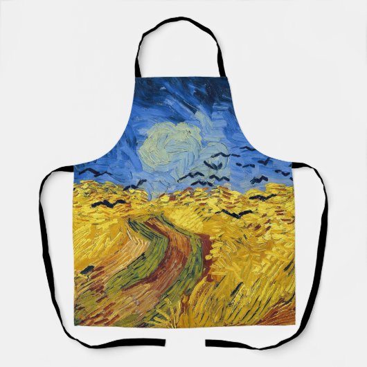 ファンゴッホ小麦畑絵画印象派 エプロン (正面)
