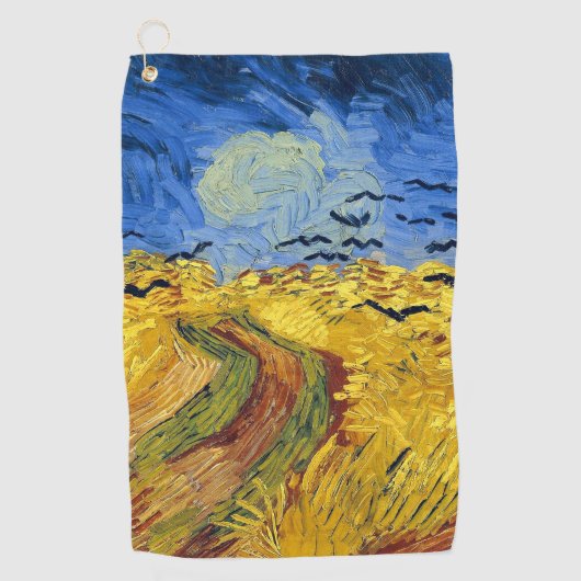 ファンゴッホ小麦畑絵画印象派 ゴルフタオル (正面)