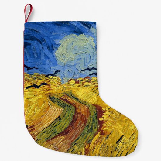 ファンゴッホ小麦畑絵画印象派 スモールクリスマスストッキング (正面)
