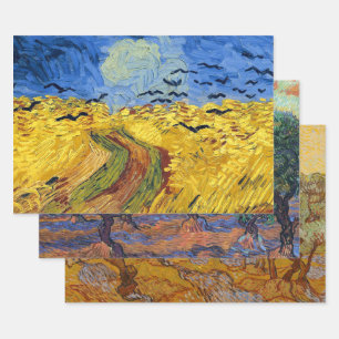 ファンゴッホ小麦畑絵画印象派 ラッピングペーパーシート