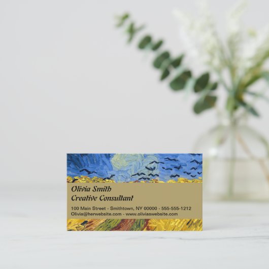 ファンゴッホ小麦畑絵画印象派 名刺 (スタンド正面)
