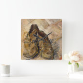 ファンゴッホ擦り切れたシューズ絵画ズアートスクエアウォールクロック スクエア壁時計 (ホーム)