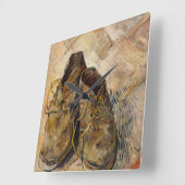 ファンゴッホ擦り切れたシューズ絵画ズアートスクエアウォールクロック スクエア壁時計 (傾斜)