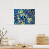 ファンゴッホ星空のナイトカラーで孔雀のアートワーク ポスター (キッチン)