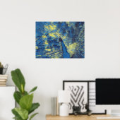 ファンゴッホ星空のナイトカラーで孔雀のアートワーク ポスター (ホームオフィス)