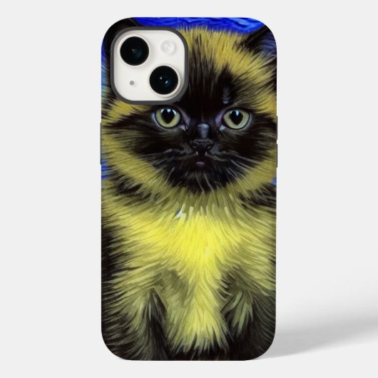 ファンゴッホ星空のナイトシャメネコ Case-Mate iPhoneケース (裏面)