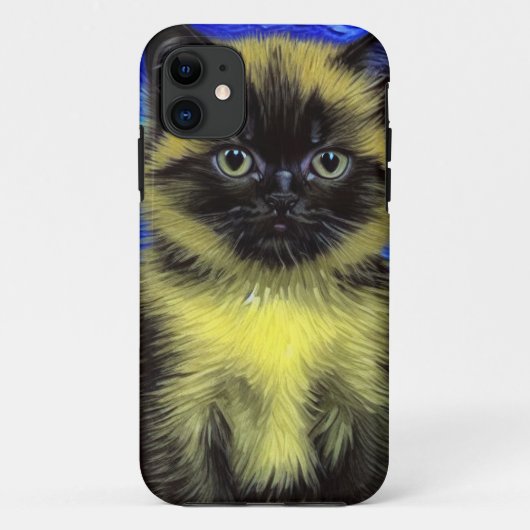 ファンゴッホ星空のナイトシャメネコ Case-Mate iPhoneケース (裏面)