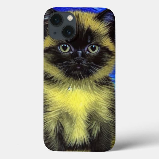 ファンゴッホ星空のナイトシャメネコ Case-Mate iPhoneケース (裏面)