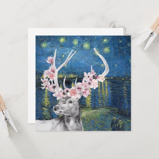 ファンゴッホ星空の夜とフラワースタッグのコンパイル カード (正面/裏面インサイチュ)