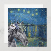 ファンゴッホ星空の夜とブラックホースフラットカード (正面/裏面)