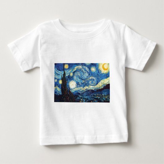 ファンゴッホ星空の夜の平和ラブデスティニー ベビーTシャツ (正面)
