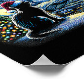 ファンゴッホ星空の夜キャットおもしろいブラックキャットクリスマ ポスター (角)