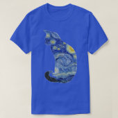 ファンゴッホ星空の夜キャットアートヴァンゴッペインティングAe Tシャツ (デザイン正面)