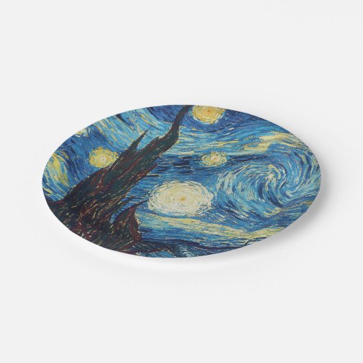 ファンゴッホ星空の夜クラシックの印象派アート ペーパープレート (アングル)