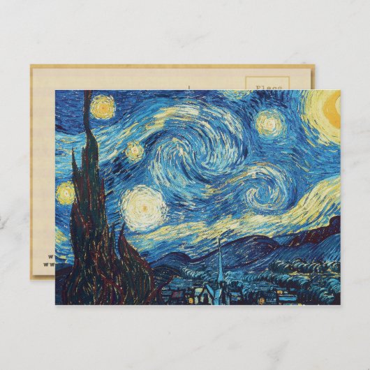 ファンゴッホ星空の夜クラシックの印象派アート ポストカード (正面/裏面)