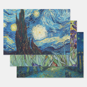 ファンゴッホ星空の夜クラシックの印象派アート ラッピングペーパーシート