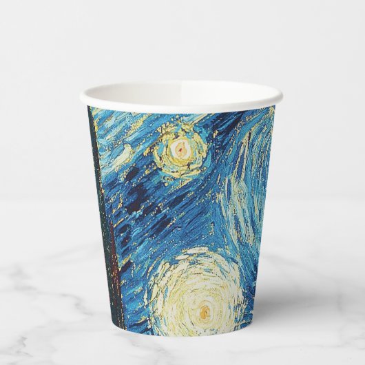 ファンゴッホ星空の夜クラシックの印象派アート 紙コップ (左)