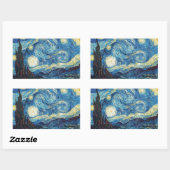 ファンゴッホ星空の夜クラシックの印象派アート 長方形シール (シート)