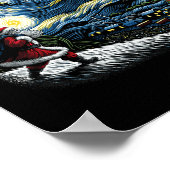 ファンゴッホ星空の夜サンタクリスマスウィンタースノーウィー ポスター (角)