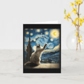 ファンゴッホ星空の夜スタイル芸術的ラグドール猫 カード (黄色い花)