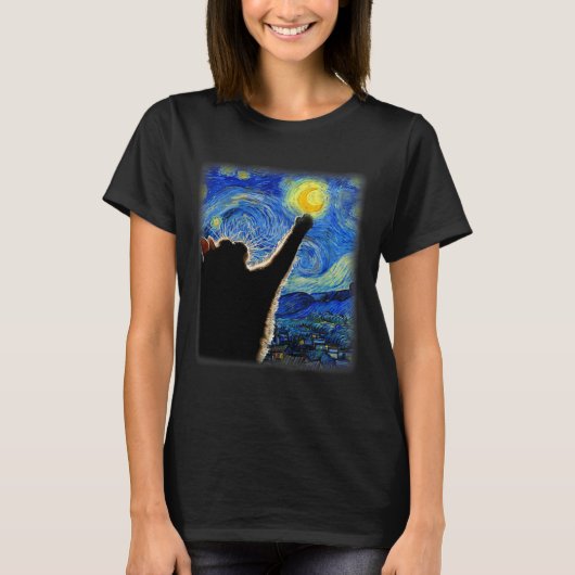 ファンゴッホ星空の夜猫 – Clic Fit Tシャツ (正面)