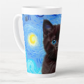 ファンゴッホ星空の夜黒猫 カフェラテマグ (左アングル)