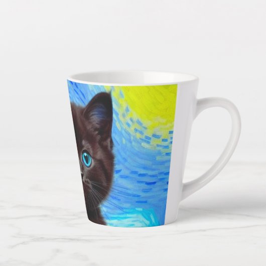 ファンゴッホ星空の夜黒猫 カフェラテマグ (右)
