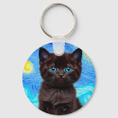 ファンゴッホ星空の夜黒猫 キーホルダー (裏面)