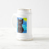 ファンゴッホ星空の夜黒猫 ビールジョッキ (正面左)