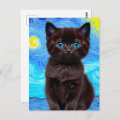 ファンゴッホ星空の夜黒猫 ポストカード (正面/裏面)