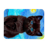 ファンゴッホ星空の夜黒猫 マグネット (横)
