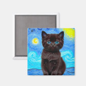 ファンゴッホ星空の夜黒猫 マグネット (正面/裏面)