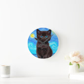 ファンゴッホ星空の夜黒猫 ラウンド壁時計 (ホーム)