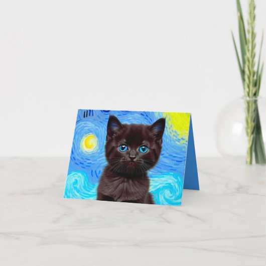 ファンゴッホ星空の夜黒猫 招待状 (正面)