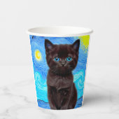 ファンゴッホ星空の夜黒猫 紙コップ (裏面)