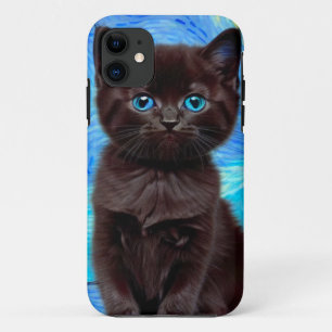 ファンゴッホ星空の夜黒猫 iPhone 11 ケース