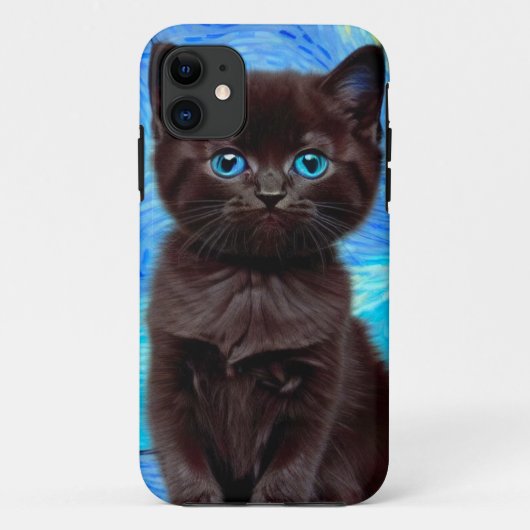 ファンゴッホ星空の夜黒猫 Case-Mate iPhoneケース (裏面)